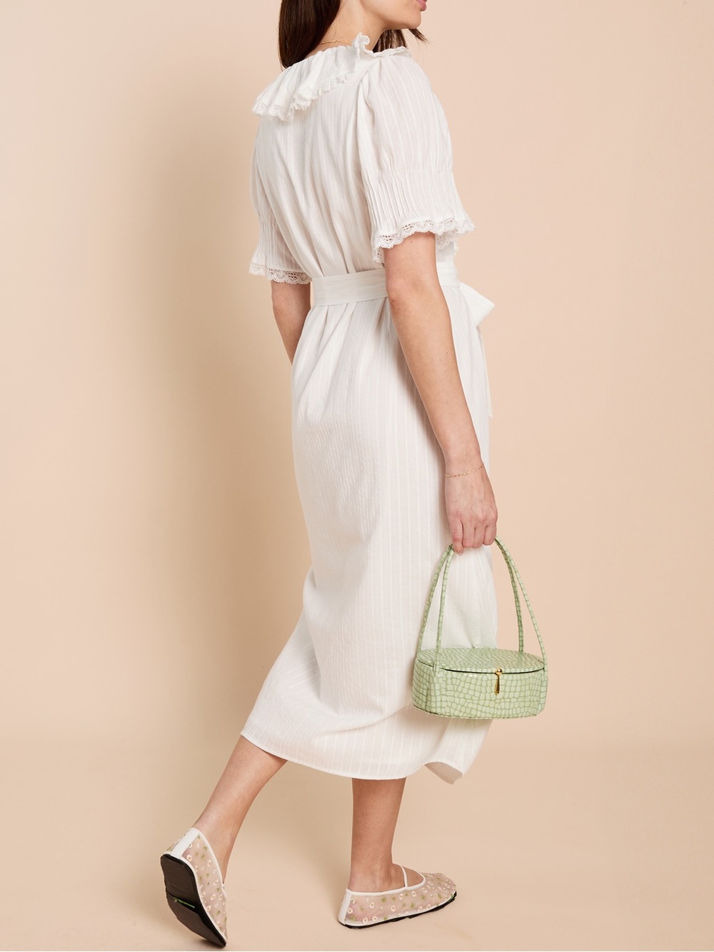 Vida Cotton Midi Dress by O.P.T (OPT) White NWT - Picture 2 of 7